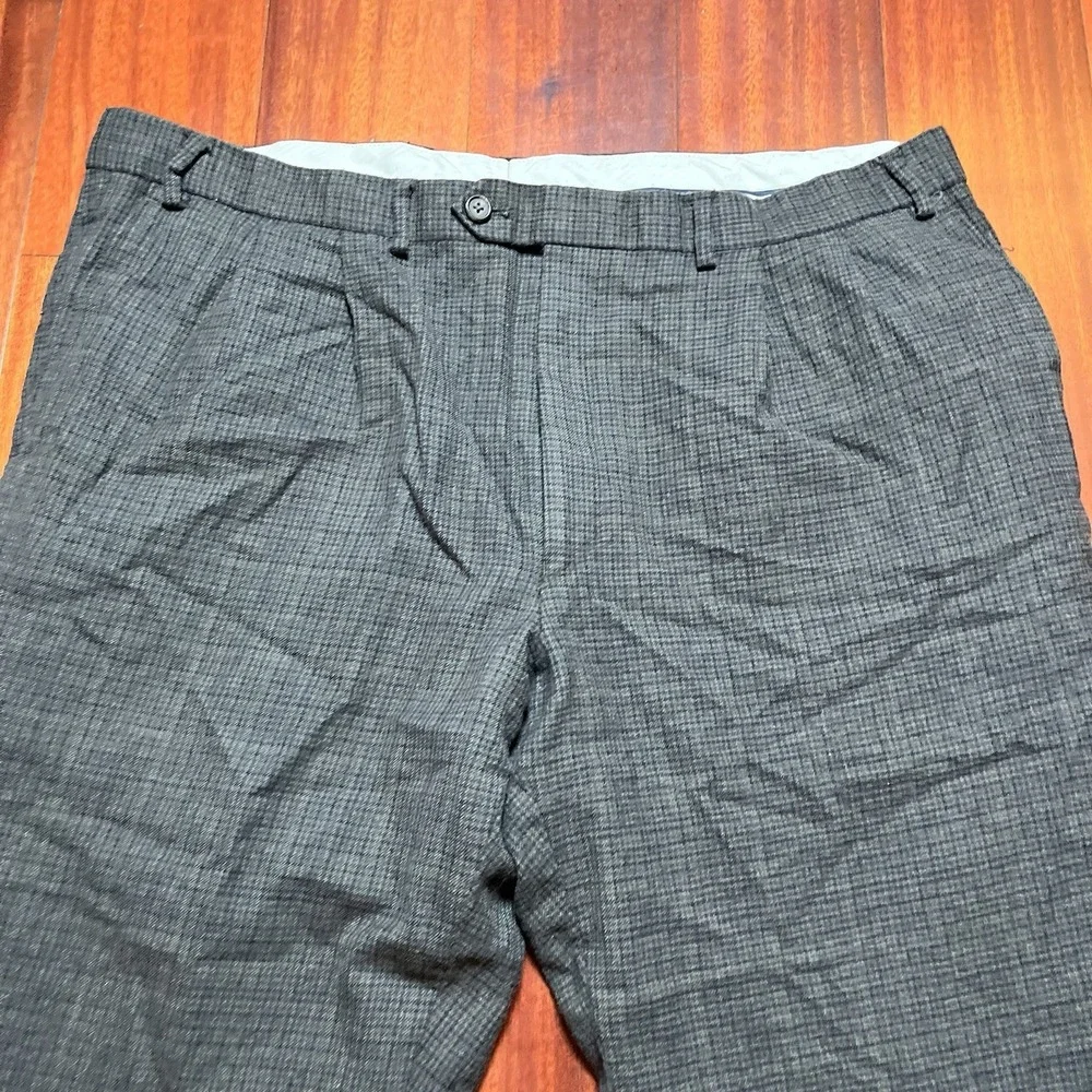 Lauren Ralph Lauren Pants Men 40x32 Gray Wool Plaid Check Preppy Hem Cuffed Logo
